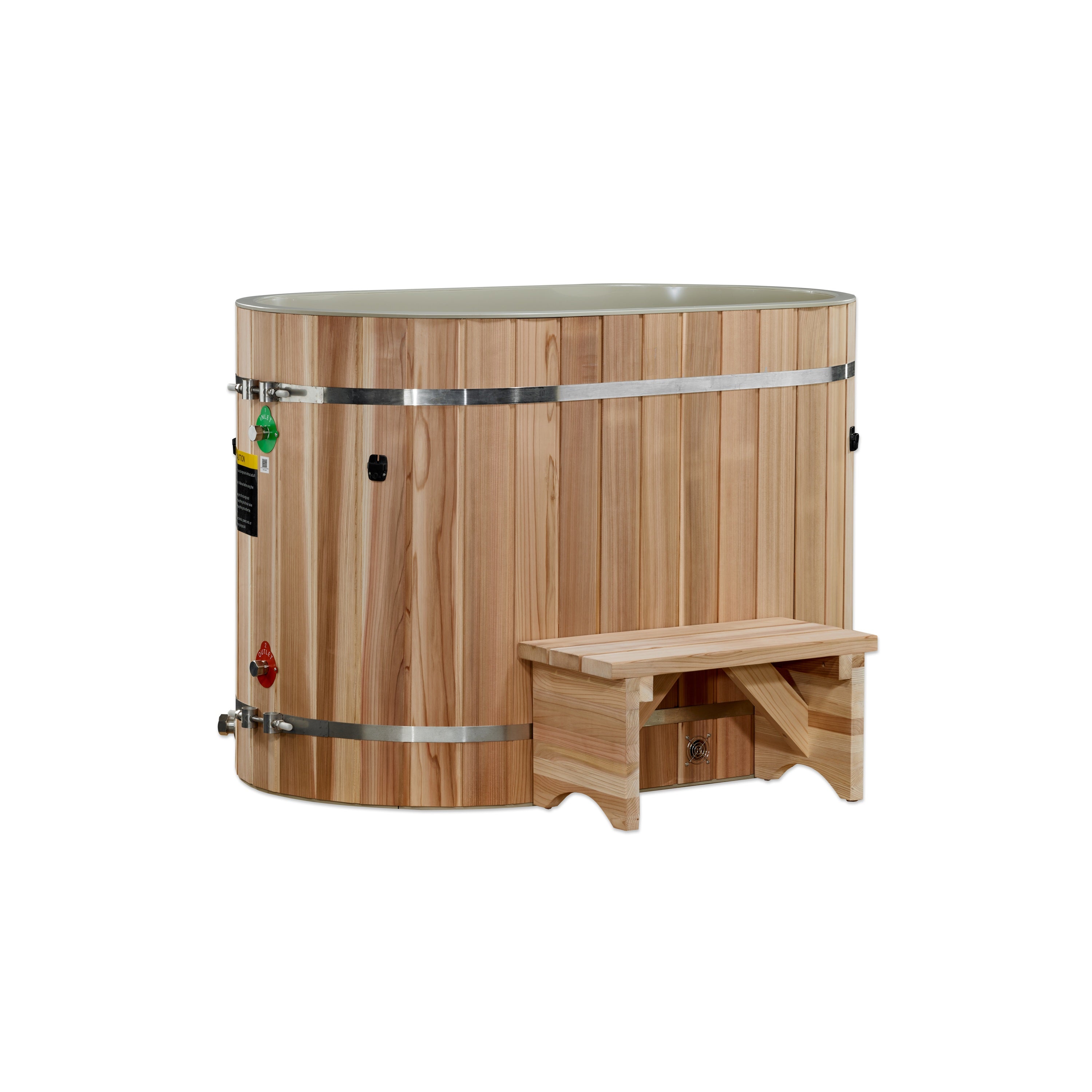 The Dynamic Cold Therapy Oval Barrel Tub with Pacific Cedar Exterior