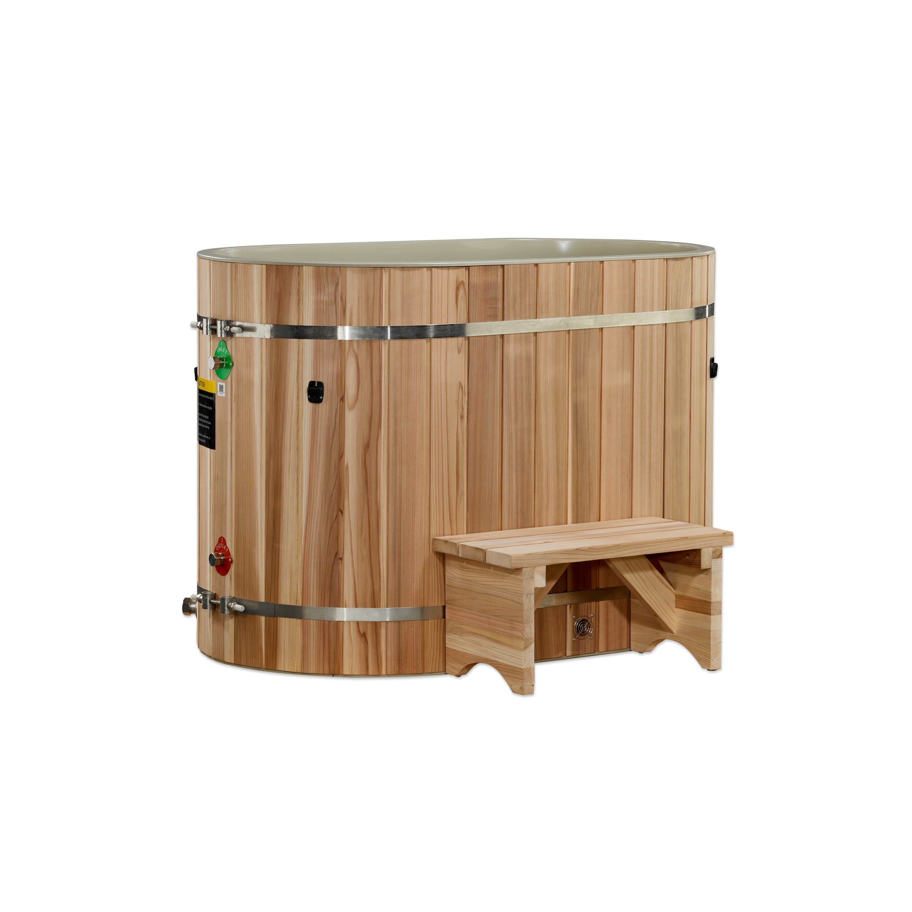 The Dynamic Cold Therapy Oval Barrel Tub with Pacific Cedar Exterior
