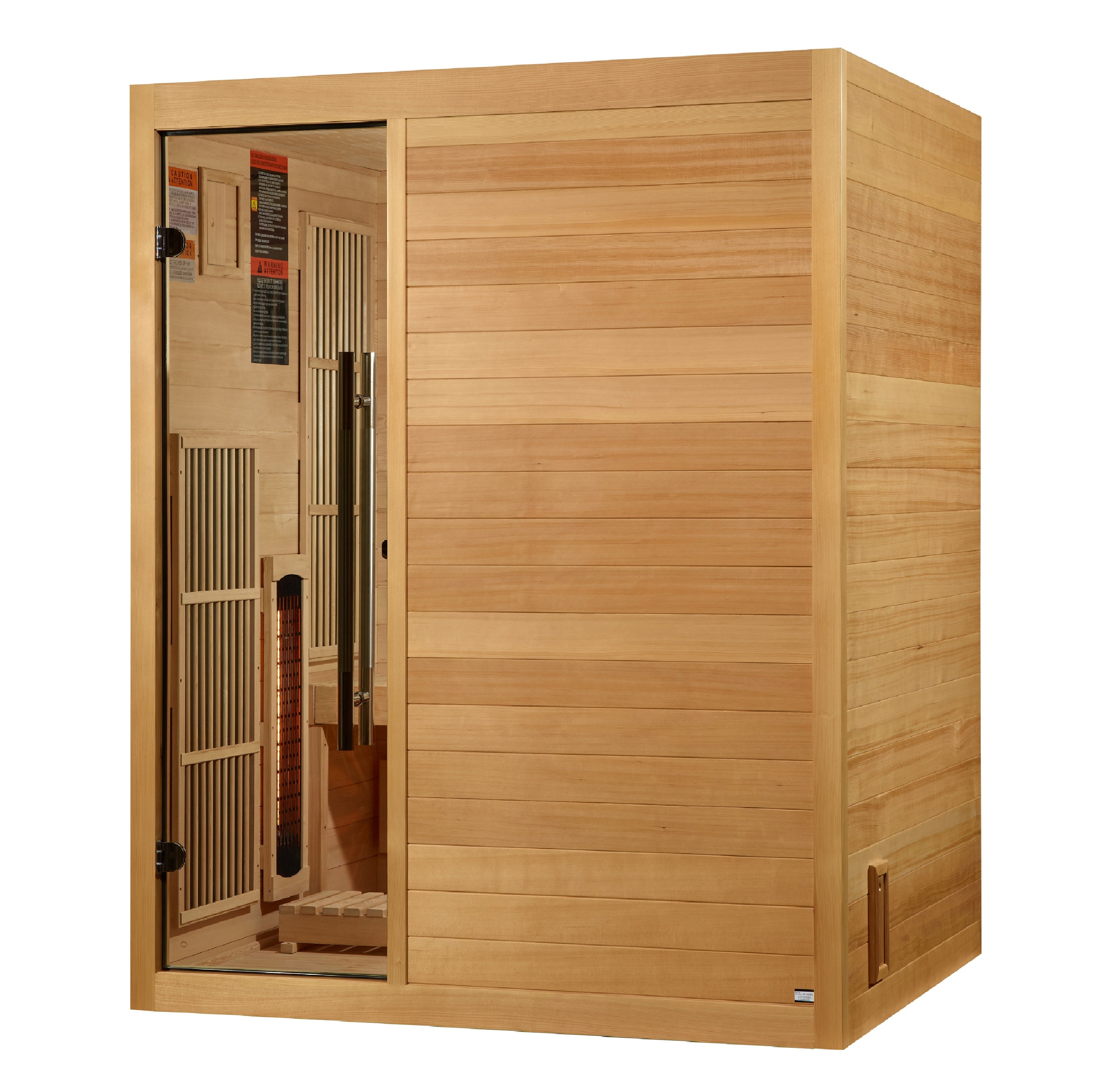 Golden Designs 3-Person Full Spectrum PureTech™ Near Zero EMF Infrared Sauna with Himalayan Salt Bar