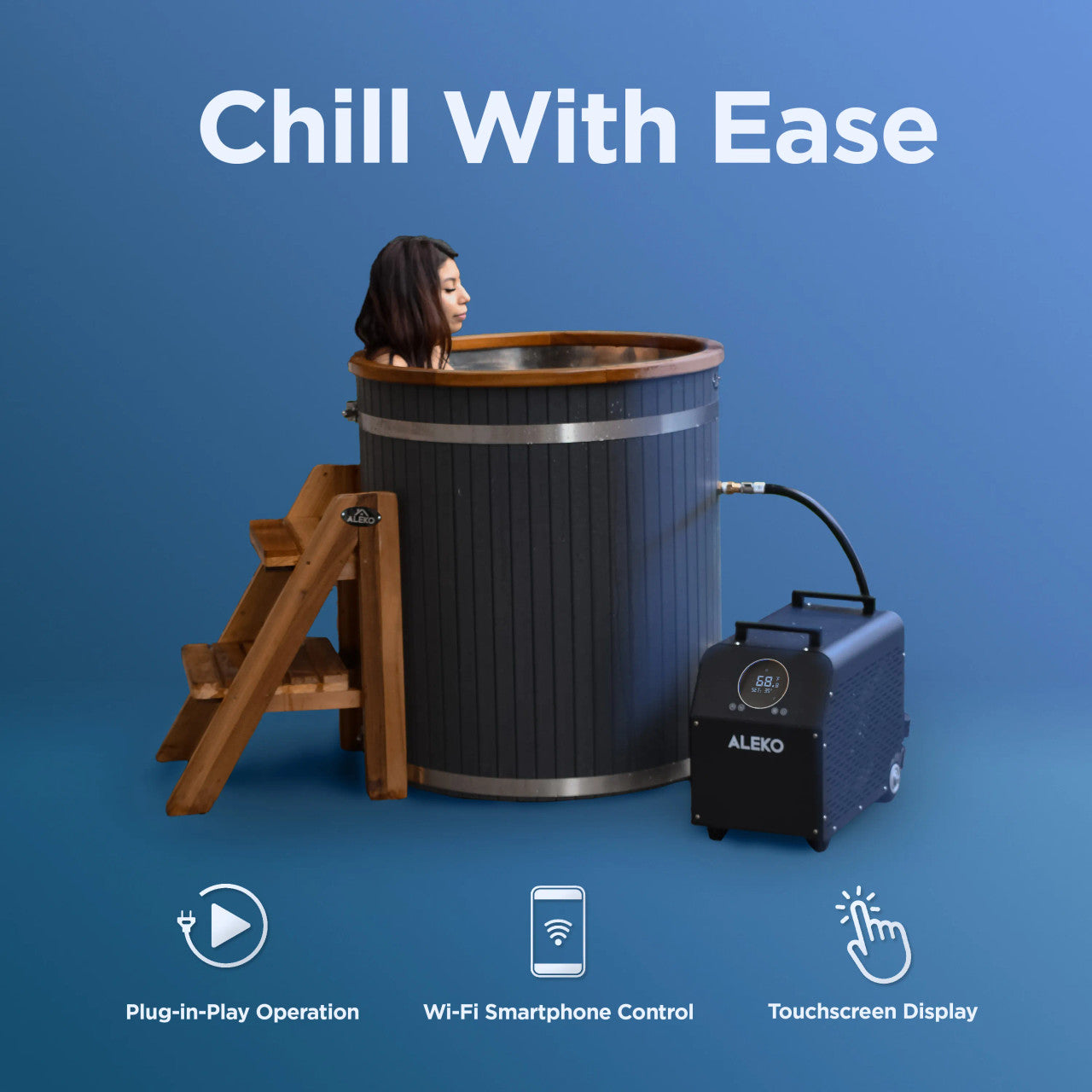 ALEKO Lumina Vertical Cold Plunge and 1 HP Chiller & Heater Kit