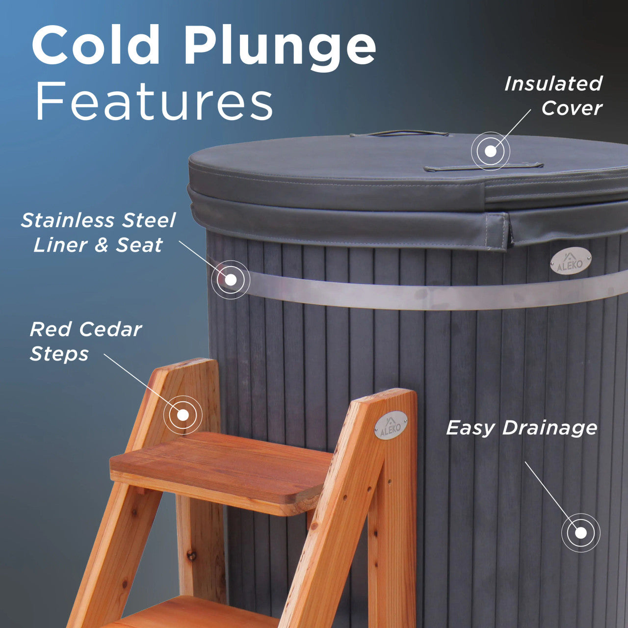 ALEKO Lumina Vertical Cold Plunge and 1 HP Chiller & Heater Kit