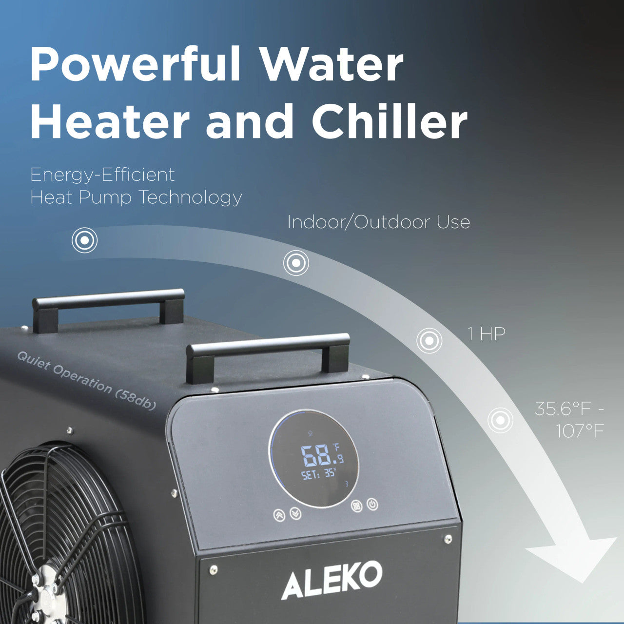 ALEKO Lumina Vertical Cold Plunge and 1 HP Chiller & Heater Kit
