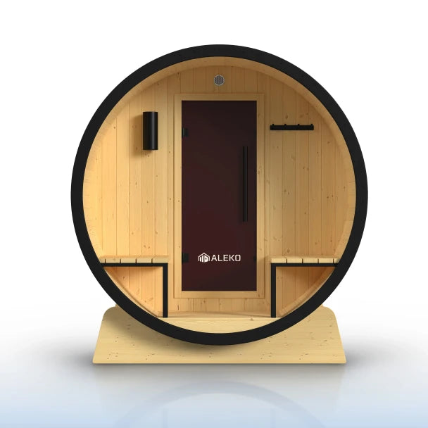 2–4 Person Outdoor Barrel Sauna with Canopy and Harvia Heater