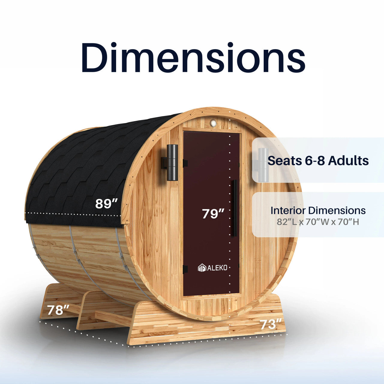 ALEKO Liatris Red Cedar Barrel Sauna with Panoramic Window - 6-8 Person