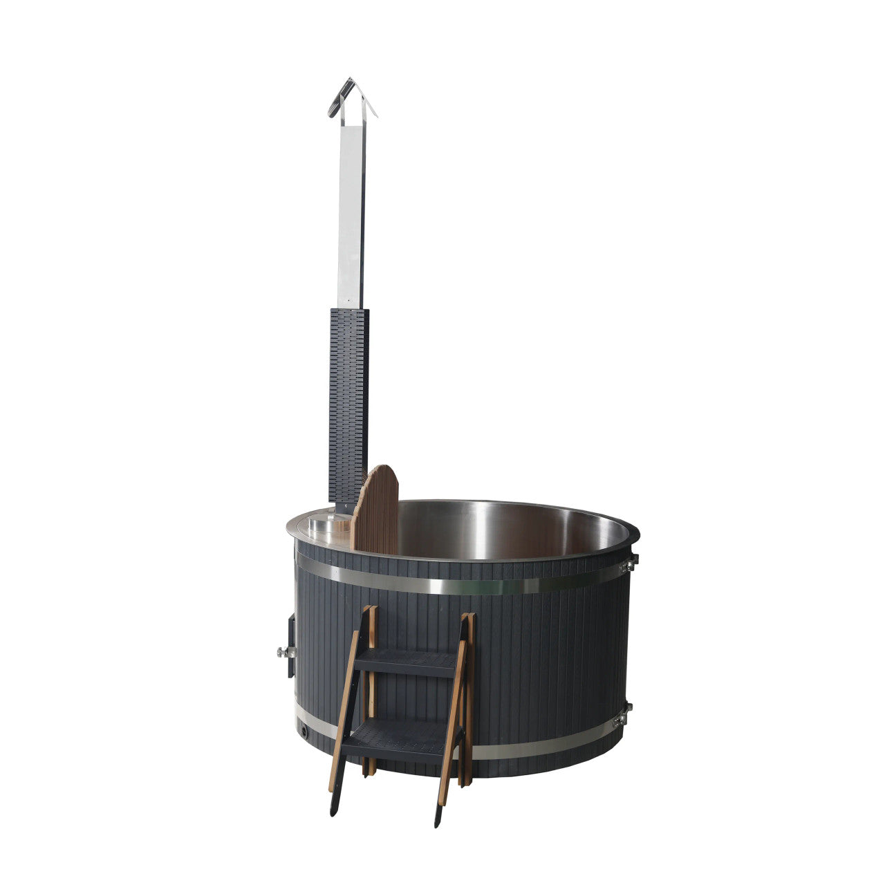 ALEKO Stainless Steel Hot Tub & Cold Plunge Tub – Wood-Fired Heater – 3-5 People
