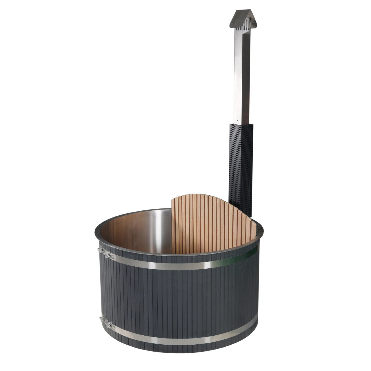ALEKO Stainless Steel Hot Tub & Cold Plunge Tub – Wood-Fired Heater – 3-5 People