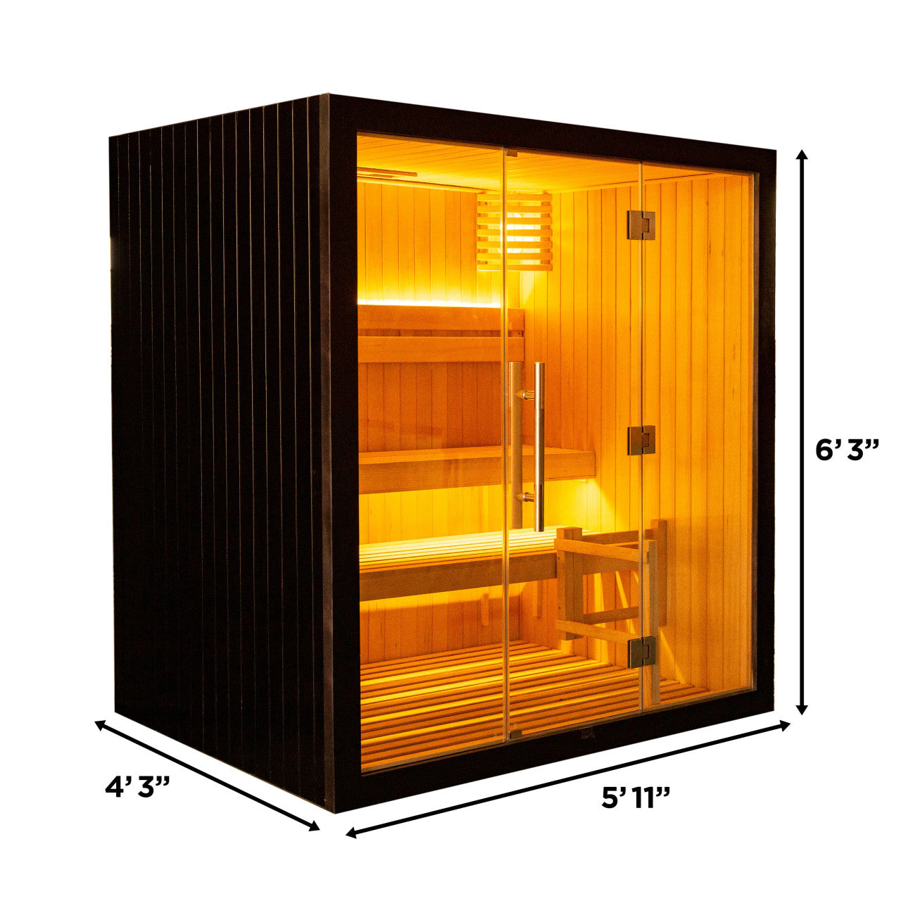 ALEKO Canadian Hemlock Traditional Indoor Sauna – 4.5 kW UL Certified Electric Harvia Heater – Black Finish - 4 Person
