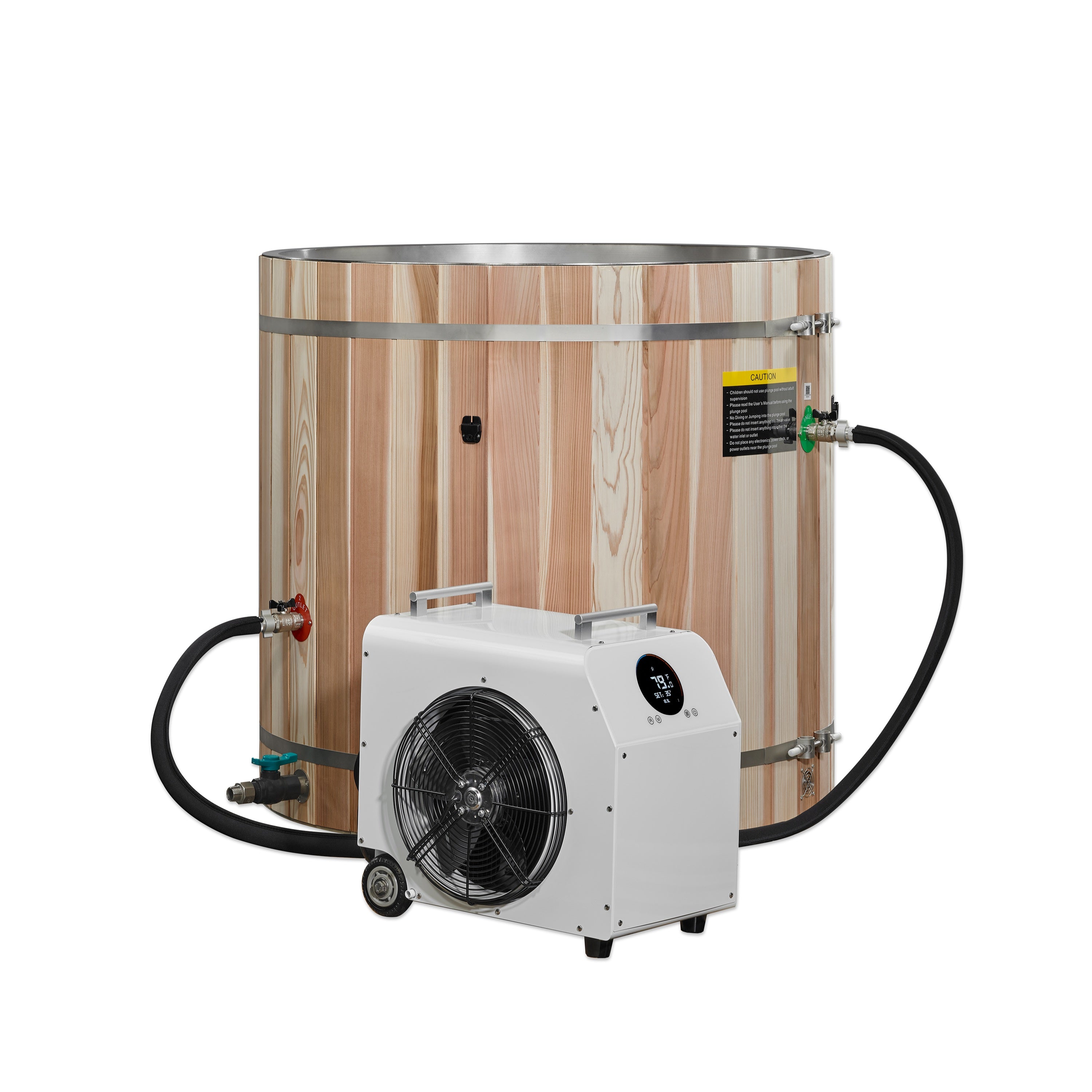 The Dynamic Cold Therapy Barrel Cold Plunge with 304 Stainless Steel Interior and Pacific Cedar Exterior