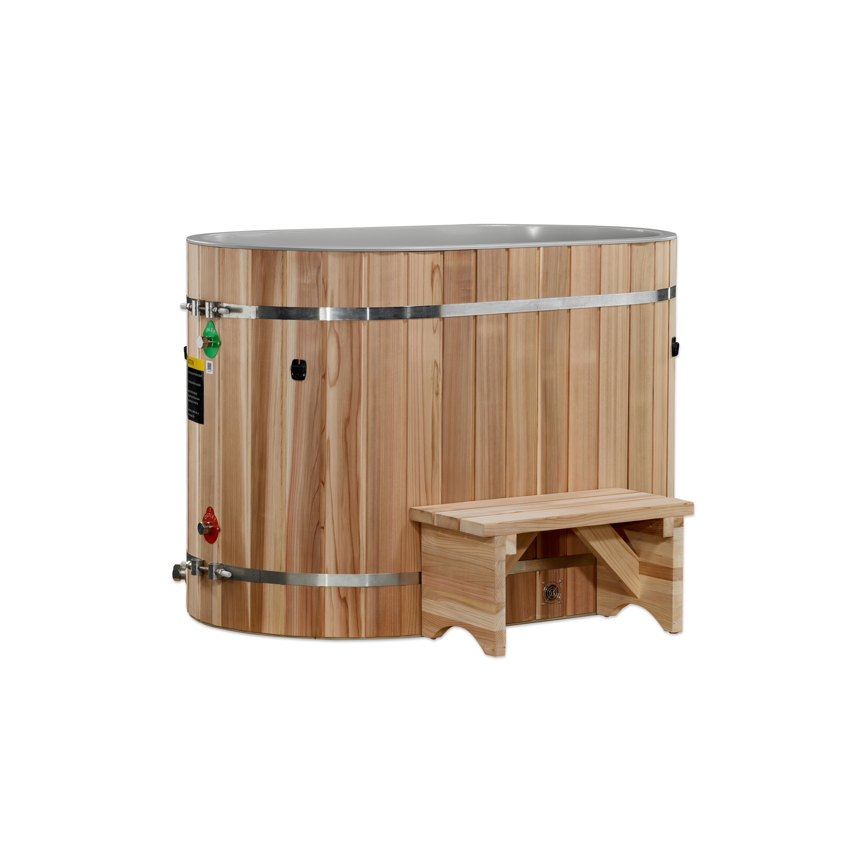 The Dynamic Cold Therapy Oval Barrel Tub with Pacific Cedar Exterior