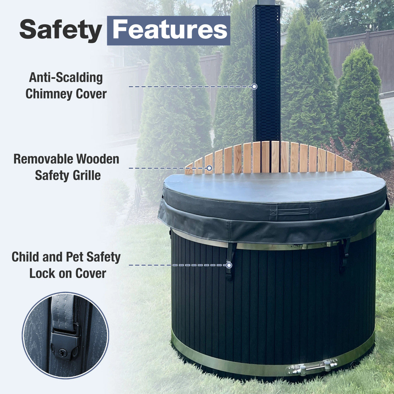 ALEKO Stainless Steel Hot Tub & Cold Plunge Tub – Wood-Fired Heater – 3-5 People